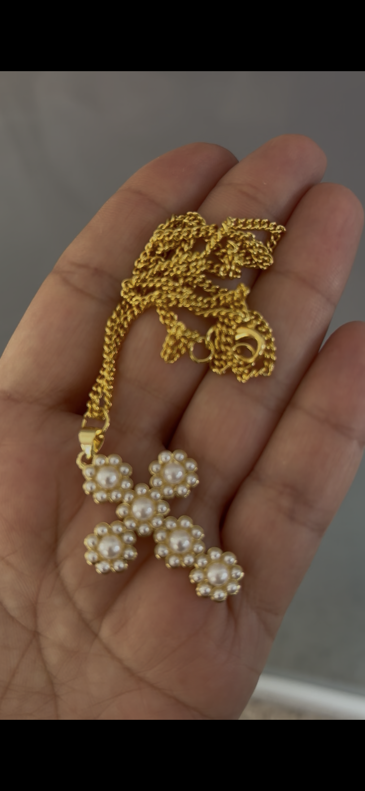 CADENA CRUZ DE PERLAS